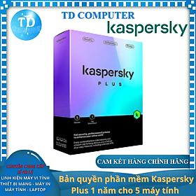 Bản quyền phần mềm diệt Virus Kaspersky Plus 1 năm cho 5 máy tính (KL10424UEFS) - Hàng chính hãng