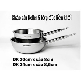 Chảo sâu lòng thép 5 lớp đúc liền Keller hàng chính hãng