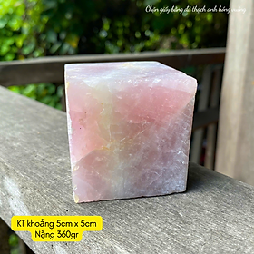 Chặn giấy bằng đá thạch anh hồng vuông NHASAN Trấn trạch bàn làm việc, thu hút vận may - KT: 260gr-370gr (4.5cm, 5cm)
