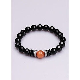 Vòng tay nữ đá Mã Não Đen 8 ly mix MH Hồng