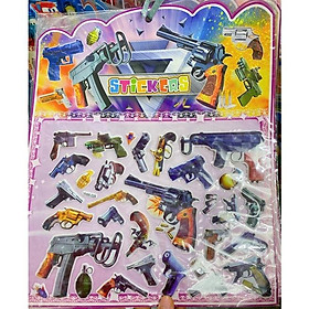 Dán Sticker Siêu Nhân, Robot, Xe Tăng, Máy Bay, Súng, Gấu Kèm Mặt Sau Tô Màu Hình Nổi Bật - Dán Sticker Hìh Súng