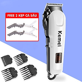 Tông đơ cắt tóc chuyên nghiệp Kemei KM-809A công suất mạnh mẽ có màn hình LED hiển thị chuyên dụng cắt tóc salon, tiệm, gia đình và trẻ em, đặc biệt có thể cắt tỉa lông thú cứng chó mèo Tặng kèm 2 kẹp cá sấu chia tóc tiện lợi ( Giao màu ngẫu nhiên )