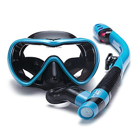 Bộ lặn gồm ống thở và mặt nạ lặn chuyên nghiệp-Màu Xanh lam nhạt