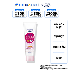 Sữa rửa mặt & tẩy trang tạo bọt dưỡng ẩm bổ sung acid hyaluronic SOFTYMO (190 g/tuýp)
