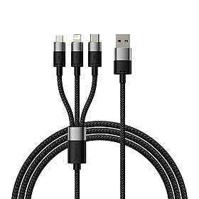 Mua Cáp Sạc 3 Đầu Baseus StarSpeed 1-for-3 Fast Charging Data Cable USB to M+L+C 3.5A (Hàng chính hãng)