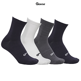 Hộp 4 đôi tất sợi tre cổ cao GOMTAT cao cấp, chất liệu mềm mại, thoáng khí, khử mùi kháng khuẩn - GOMTAT-SOITRE-CAO - 4 ĐÔI ĐỦ MÀU