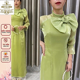 Áo dài ánh kim đẹp_tông xanh sang chảnh