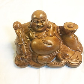 Tường phật - tượng ông DI LẶC gỗ BÁCH XANH để trên oto         