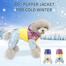 Áo khoác phao mùa đông cho chó có mũ trùm đầu với lớp bông lóp mềm mại ấm áp-Màu vàng-Size