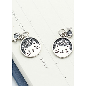 Combo 2 cái charm bạc hình mèo và cá treo - Ngọc Quý Gemstones
