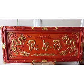 Tranh treo tường khắc chữ phúc lộc thọ bằng gỗ hương đỏ và được dát vàng cao cấp kt 48×108×4cm 