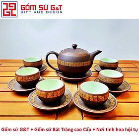 Mua Bộ trà nâu viền vàng Gốm Sứ G&T