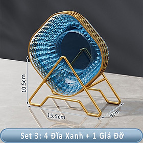 Mua Bộ 4 đĩa nhựa vuông lòng sâu và 1 giá đỡ đĩa