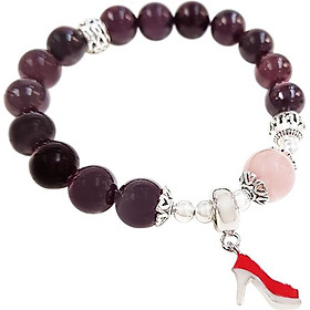 Vòng Tay Laliz Mệnh Hỏa Thổ Đá Ganet Đỏ Mix Thạch Anh Hồng + Charm Chiếc Guốc