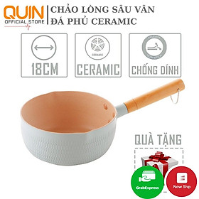 Chảo Sâu Lòng Chống Dính Vân Đá Phủ Ceramic 18CM Dùng Được Cho Mọi Loại Bếp