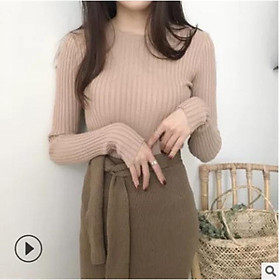 Áo len tăm cổ tròn lông cừu siêu mềm
