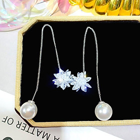 Bông tai thời trang nữ ngọc châu mix tuyết dáng dài