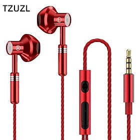 Tai nghe nhét tai TZUZL có dây jack 3.5mm bằng kim loại thoải mái thích hợp cho điện thoại/máy tính
