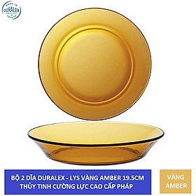 {Hàng chính hãng} Bộ 2 dĩa Duralex - Lys 19.5cm Thủy tinh cường lực cao cấp Pháp