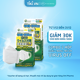 Combo 2 hộp Khẩu trang trẻ em Virus Off - Ohki Nhật Bản thiết kế 3D ôm sát mặt NV-99A 3 miếng