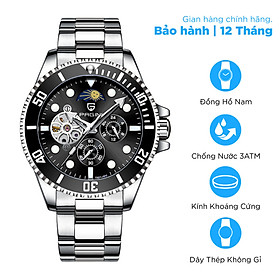 Đồng Hồ Cơ Nam PAGINI Dây Thép Không Gỉ - Lịch Mặt Trăng Mặt Trời - Kính Sapphire Cao Cấp