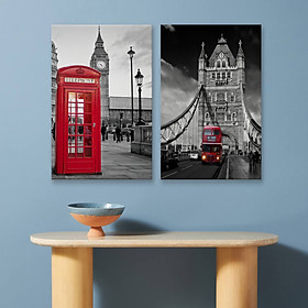 Hình ảnh Bộ 2 tranh canvas treo tường Luân Đôn 50×70 cm