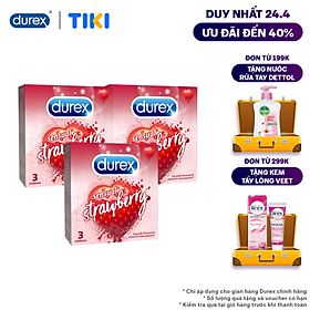 Bộ 3 Bao Cao Su Durex Sensual Strawberry - Hộp 3 chiếc