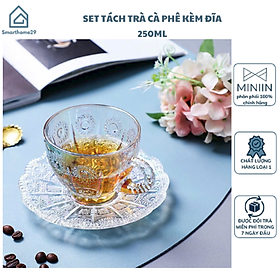 Mua Set Tách Trà Thủy Tinh 210ml Sang Trọng Kèm Đĩa - Tách Trà Uống Trà  Cà Phê  Hoa Mặt Trời Sang Trọng Tiện Lợi Đẳng Cấp - HÀNG CHÍNH HÃNG MINIIN