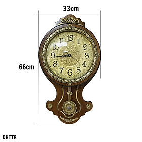 Mua Đồng hồ treo tường đơn giản mang phong cách tân cổ điển DHTT8 - gỗ cao cấp viền composite mạ đồng.