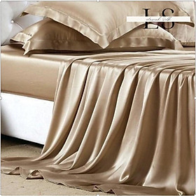 Bộ Ga Phủ Phi Lụa Lavish Silk Cao Cấp Mát Lạnh Hàng Loại 1 Không Nối Vải -Vàng Đồng