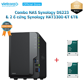 Mua Combo Thiết bị lưu trữ NAS Synology DS223 và 2 Ổ cứng Synology HAT3300-6T  Hàng Chính Hãng