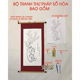 Tranh tô màu số hóa DALI Tranh Thư pháp Lộc TP017