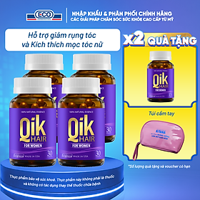 [Tặng Hộp 15v] Combo 4 Hộp 30v - Viên Uống Mọc Tóc Qik Hair For Women Ecogreen Giảm Rụng Tóc Cho Nữ