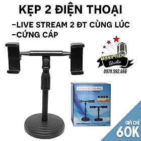 Mua Kẹp 2 Điện Thoại Hỗ Trợ Live Stream - Học Onl Chắc Chắn tăng giảm tùy ý hàng chuẩn cao cấp