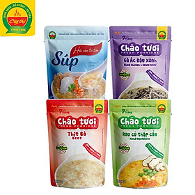 Combo Mix 3 cháo tươi + 1 Súp dinh dưỡng Hải sản tóc tiên