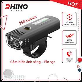 Đèn xe đạp siêu sáng cảm biến thông minh, chống nước Rhino L101 tự động điều chỉnh độ sáng theo môi trường, pin sạc, 4 chế độ sáng, pin từ 4-8 tiếng - Hàng chính hãng