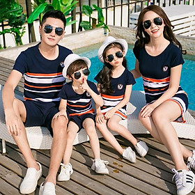 Set áo gia đình áo váy thun ngắn tay không cổ cao cấp AG11