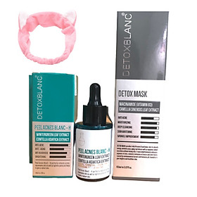 Combo Detox Blanc Thải độc Giảm mụn tận gốc Mặt Nạ Detox mask và Serum mụn Lộc Đề (mẫu mới) + Tặng kèm băng đô thời trang