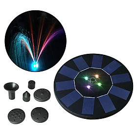 Round Solar Water Floating Fountain Pump with 5 Nozzle Colorful Lights Free Standing 1500mAh Battery for Garden Pond Pool Fish Tank Patio Lawn Decor