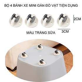 Bộ 4 bánh xe mini tiện dụng gắn đồ vật giúp di chuyển kệ, hộp, giá để đồ dễ dàng