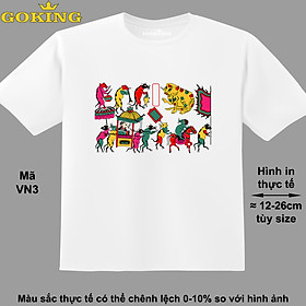 Đám cưới chuột, mã VN3. Áo thun tranh Đông Hồ Việt Nam. Áo phông hàng hiệu Goking, form unisex cho nam nữ, trẻ em, bé trai gái. Quà tặng cao cấp