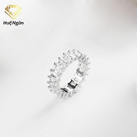 Nhẫn bạc 925 Huệ Ngân - Đá vuông đính vòng tròn RR1750