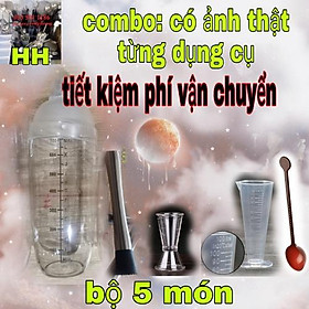 Combo 5 món dụng cụ pha chế giá chuẩn cho quầy bar pha chế trà sữa, bartender