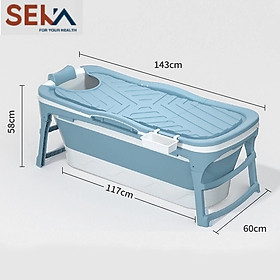 Bồn Tắm Gấp Gọn Thông Minh Seka 1m43 Có Nắp Đậy - Hàng Chính Hãng