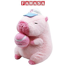 Thú Bông Capybara Ôm Banh Tennis 35 cm - Nuan Nuan YHLXT35 - Màu Hồng