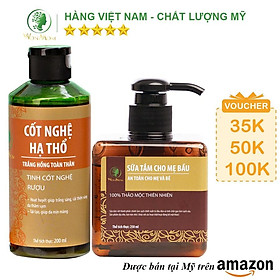 Bộ tắm thảo mộc và dưỡng trắng body sau sinh Wonmom ( 1 Cốt nghệ + 1 Sữa tắm cho mẹ )