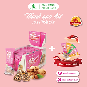 Thanh gạo lứt ngũ cốc Nonglamfood Hạt và Chà Bông - Rong Biển - Trái Cây Top Energy Bar Hộp16 Thanh -  Bánh ăn kiêng dinh dưỡng thay thế bữa ăn sáng - Ngon chu