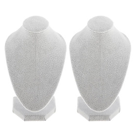 2 Lot White Velvet Necklace Bust Display Pendant Jewelry Figure Stand Rack