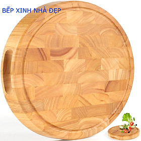 Mua THỚT SỚ LẬT GỖ CAO SU TO VÀ DÀY ĐƯỜNG KÍNH 33x3.8cm  CÓ RÃNH THU NƯỚC & GOM THÀNH PHẨM VÀ LỖ TAY CẦM 2 BÊN