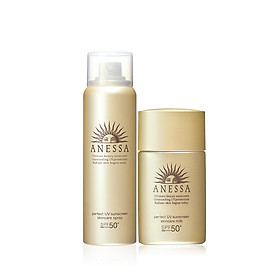 Bộ kem chống nắng Anessa dạng xịt và sữa chống nắng bảo vệ hoàn hảo (Anessa Perfect UV Sunscreen Skincare Spray and Milk)